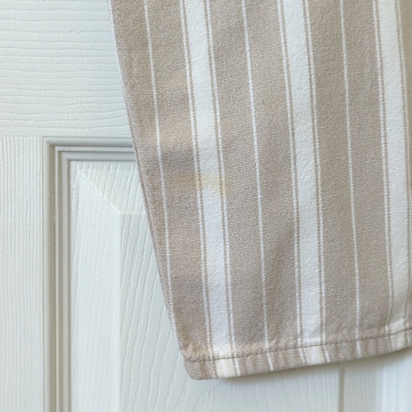 NY Line 90's Vintage Classic Striped High Waisted Tapered Leg Pants Tan White 28 - Picture 8 of 15